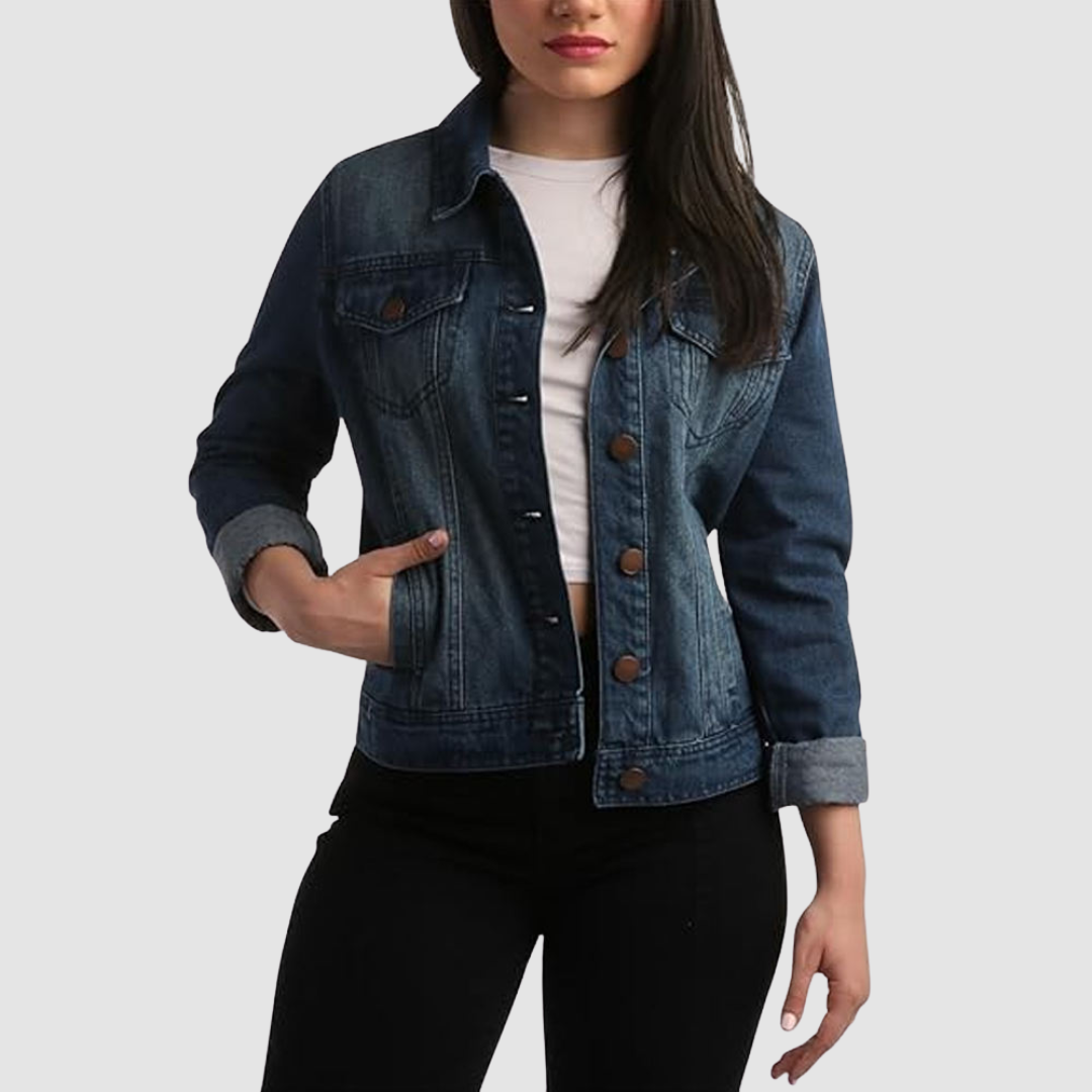 Syysdenimintakki – Rentovintage takki napitukseksella